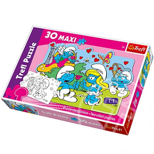 Hupikék Törpikék kétoldalú színezhető 30db-os Maxi puzzle - Trefl