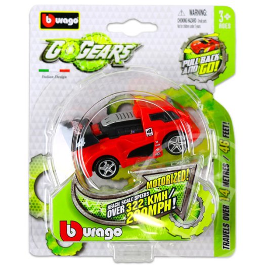 Bburago Go Gears hátrahúzós kisautók - piros-fekete versenyautó
