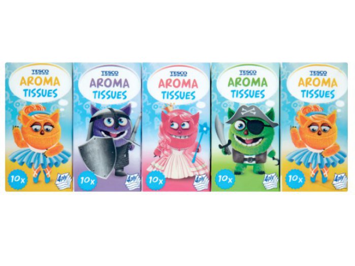 TESCO Kids Monster illatosított papír zsebkendő (4 rétegű)