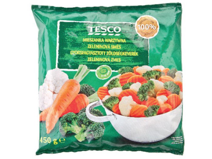 TESCO sárgarépa, karfiol, brokkoli zöldségkeverék
