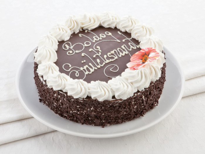 Feliratos kakaós habos torta