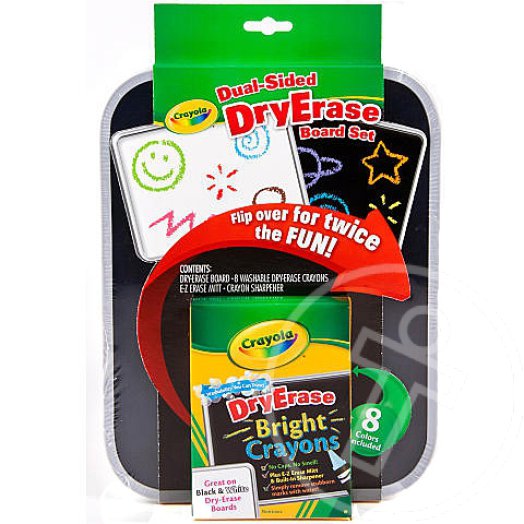 Crayola: Kétoldalas szárazon törölhető rajztábla csillogó viaszkrétákkal