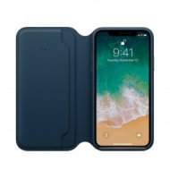 Apple - iPhone X kinyitható bőrtok – kozmoszkék