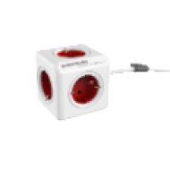 1307/DEEXPC PowerCube Extended hálózati hosszabbító, 5 dugalj, 3m, fehér-piros
