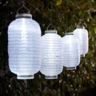 Napelemes vízálló ovális kültéri LED lampion (20 cm) – fehér színben