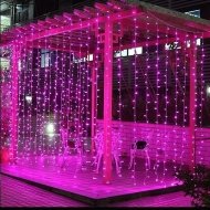 LED fényfüggöny – pink 3m x 3m (300 LED)