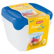 FRESH&amp;GO ÉTELTARTÓ SZETT 3*1,2L     NÉGYSZÖGLETES ÁTLÁTSZÓ/SÖTÉTKÉK