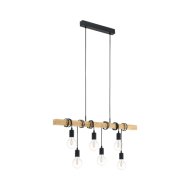 TOWNSHEND FÜGGESZTÉK E27 6X60W FEKETE / TÖLGY FÉNYF.NÉLKÜL