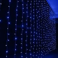 LED-es fényfüggöny, sorolható, kék 1,2×1,4m (84 LED)