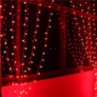 LED-es fényfüggöny, sorolható, piros 1,2×1,4m (84 LED)