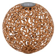 SZOLÁR DEKOR LÁMPÁS GÖMB FÉM ROZSDA SZÍN ÁTTÖRT MINTÁS 30CM FEHÉR LED