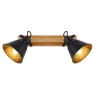 GÜNTHER SPOT 2XE27 60W, TÖLGYFA DEKORTALP /FÉM FEKETE, 38X24X14CM IP20