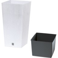 RATO SQUARE RATTAN VÁZA 32X61CM ÜLTETŐ BETÉTTEL FEHÉR