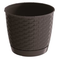RATOLLA KEREK CSERÉP +ALJ 14CM      MŰANYAG, BARNA