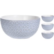 KERÁMIA TÁLKA SZÜRKE 600 ML, 14X6,8 CM DOMBORNYOMOTT, 3 FÉLE MINTA