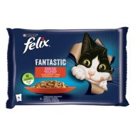 PURINA FELIX FANTASTIC MACSKAELEDEL MARHÁVAL ÉS CSIRKÉVEL, ASZPIKBAN, NEDVES, 4X85G