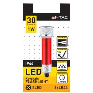 ENTAC KULCSTARTÓS LED LÁMPA PIROS 30LM 1W 3×LR44 (TARTOZÉK)