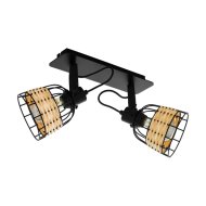 ANWICK1 FALI / MENNYEZETI LÁMPA E27 2X40W FEKETE/RATTAN