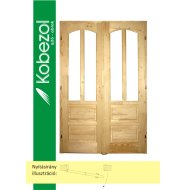ROXANE CLASSIC BELSŐ KÉTSZ.AJTÓ TÖM FENYŐ 140*210 CM FÉLIG ÜVEGEZH.BAL