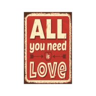 RETRO FÉMTÁBLA ALL YOU NEED IS LOVE 20X30CM