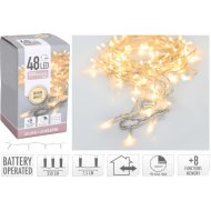 FÉNYFÜZÉR 48 LED ELEMES MELEG FEH. IDŐZÍTŐVEL, BELTÉRI 3,6M KÁBEL:50CM