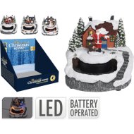DEKOR KARÁCSONYI HÁZ VONATTAL 13,5X13X13 CM, LED-ES, 3-FÉLE TÍPUS