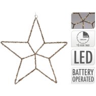 KARÁCSONYI FÉNY CSILLAG 45CM MELEG FEHÉR, 30LED, ARANY SZÍNŰ