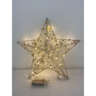 KARÁCSONYI FÉNY CSILLAG 30CM MELEG FEHÉR, 20 LED, ARANY SZÍNŰ