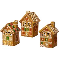NORAND MÉCSES TARTÓ KERÁMIA MÉZESKALÁCS HÁZ, 10,5X10,5X15,2CM, HÁROM FÉLE DESIGN