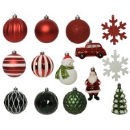 NORAND KARÁCSONYFA DÍSZ SZETT 25 DB-OS PIROS/ ZÖLD/ FEHÉR