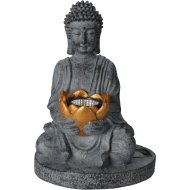 SZOLÁR BUDDHA FIGURA 17X17X25CM SZÜRKE-ARANY