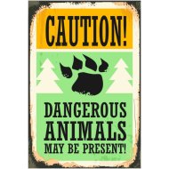 POINT RETRO FÉMTÁBLA 20X30CM CAUTION DANGEROUS ANIMALS