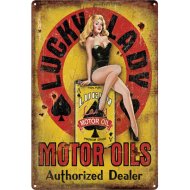 POINT RETRO DEKOR FÉMTÁBLA 20X30CM &quot;LUCKY LADY MOTOR OIL&quot;