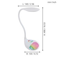CABADO1 LED+RGB ASZTALI LÁMPA 2,2W;0,3W FEHÉR 300;20LM 5000K FÉNYFORRÁSSAL LED