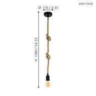 RAMPSIDE FÜGGESZTÉK E27 1X28W FEKETE/KÖTÉL