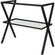 SAVINI LINEA MOSDÓÁLLVÁNY 80X70X46CM FEKETE, FÉM, ÜVEG POLCCAL