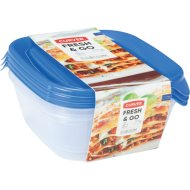 FRESH&amp;GO ÉTELTARTÓ SZETT 3*0,8L     NÉGYSZÖGLETES ÁTLÁTSZÓ/SÖTÉTKÉK