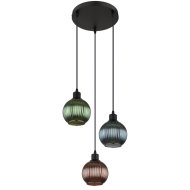 GLOBO ZUMBA FÜGGESZTÉK 3XE27 25W IP20 36X120CM FEKETE, ÜVEG