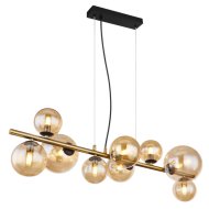 GLOBO RIHA LED FÜGGESZTÉK 9XG9 3,5W 80LM 3000K IP20 86,6X36X120CM MATT FEKETE-SÁRGARÉZ SZÍNŰ