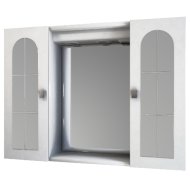 ROMANTIKA TÜKRÖSSZEKRÉNY 80X60X17CM MDF FEHÉR, 2AJTÓS, LED VILÁGÍTÁSSAL