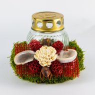 MOHA KOSZORÚ ÜVEG MÉCSESSEL 15CM