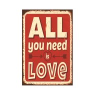 RETRO FÉMTÁBLA ALL YOU NEED IS LOVE 20X30CM