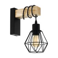 EGLO TOWNSHEND5 FALI LÁMPA E27 60W IP20 14X27,5CM FEKETE/FA