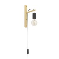 Eglo Pockley Fali Lámpa E27 10W Ip20 Kapcsolóval 4,5x29,5cm Fekete-Fa