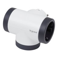 Legrand hármas elágazású elosztódugó forgatható 2P+F 16A, fehér-sötétszürke