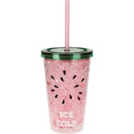 Szívószálas gyümölcsmintás 500ml pohár