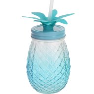 Szívószálas 400ml ananász formájú üvegpohár
