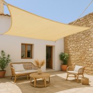 Nortene Sunnet Kit szőtt 3,6x3,6m bézs 160 g/m2 négyzet alakú kötéllel napvitorla