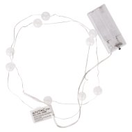 Entac fényfüzér 10 LED melegfehér 1,3m IP20 elemes, áttetsző műanyag golyó