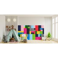 Filc 60x30cm rózsaszín építőkocka falpanel